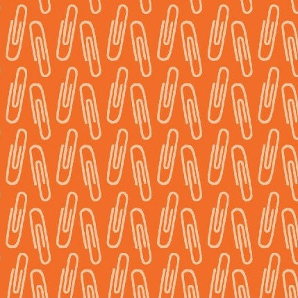 Type Paperclips on Orange by Windham Fabrics