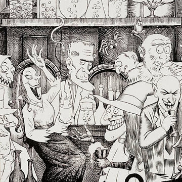Unhappy Hour in Black by Alexander Henry Fabrics