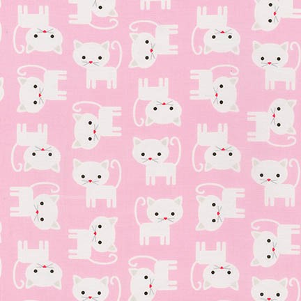 Urban Zoologie Cats on Pink by Ann Kelle for Robert Kaufman Fabrics