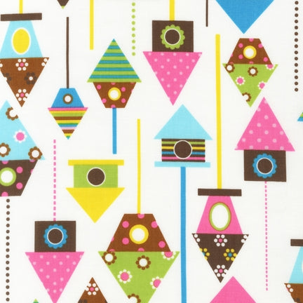 Urban Zoologie Birdhouses in Spring Robert Kaufman Fabrics