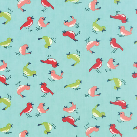 Vintage Picnic Early Bird on Aqua by Bonnie & Camille for Moda Fabrics