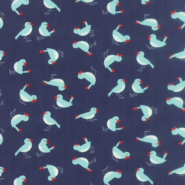 Vintage Picnic Early Bird on Dark Blue by Bonnie & Camille for Moda Fabrics