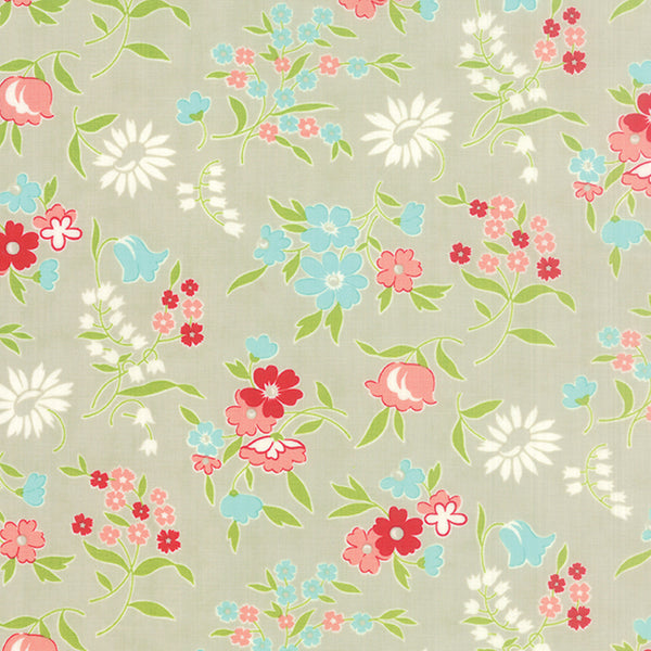 Vintage Picnic Playful on Gray by Bonnie & Camille for Moda Fabrics