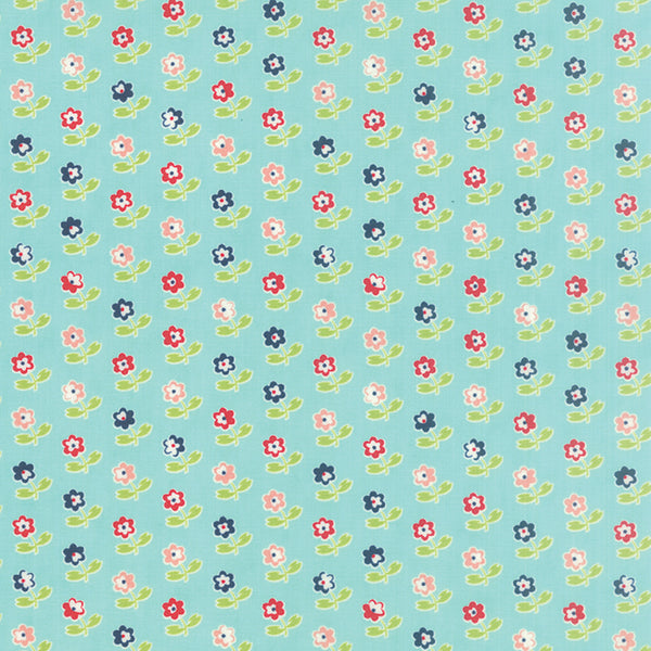 Vintage Picnic Rosie in Aqua by Bonnie & Camille for Moda Fabrics