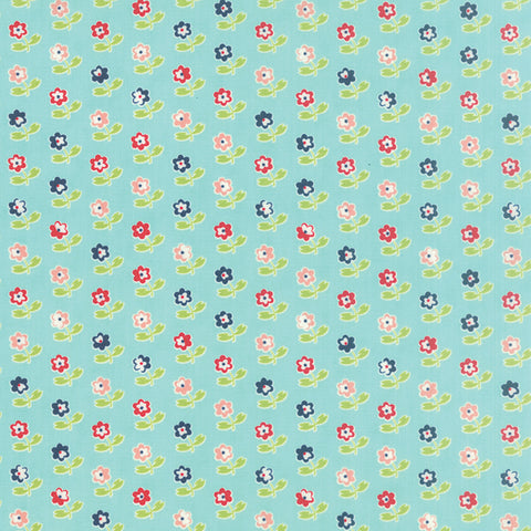 Vintage Picnic Rosie in Aqua by Bonnie & Camille for Moda Fabrics
