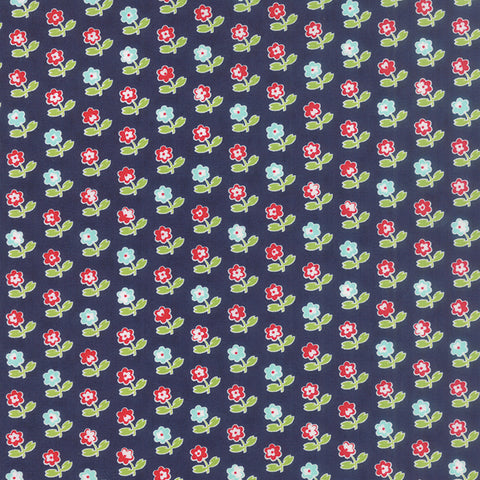 Vintage Picnic Rosie in Dark Blue by Bonnie & Camille for Moda Fabrics