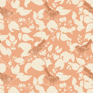 Wild Forgotten Blackberries Thrush in Apricot by Bonnie Christine WFG-77612