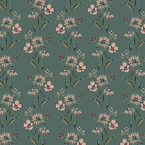 Woodland Keeper Pale Inflorescence in Dark Teal by Maureen Cracknell WKP79506