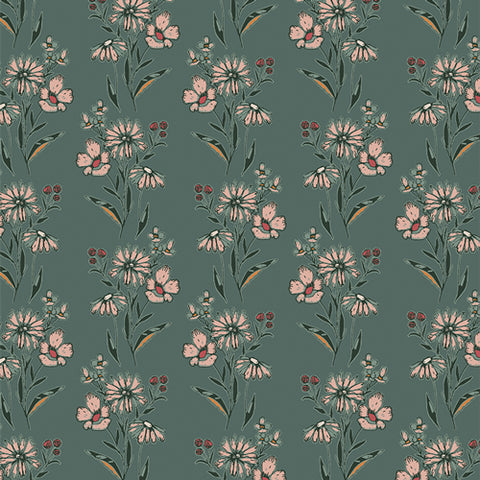 Woodland Keeper Pale Inflorescence in Dark Teal by Maureen Cracknell WKP79506