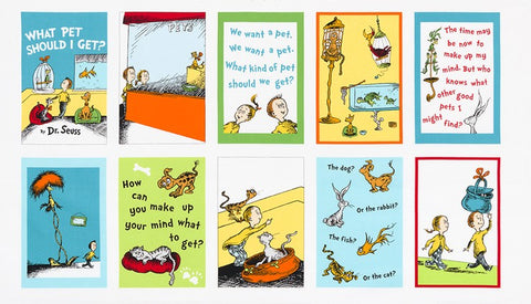 What Pet Should I Get 23" Panel by Dr. Seuss Enterprises for Robert Kaufman Fabrics