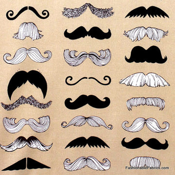 Where's My Stache Taupe by Alexander Henry Fabrics