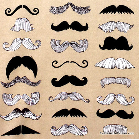 Where's My Stache Taupe by Alexander Henry Fabrics