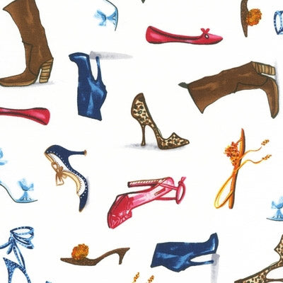 Who's That Girl 2 Shoes on White by Robert Kaufman Fabrics