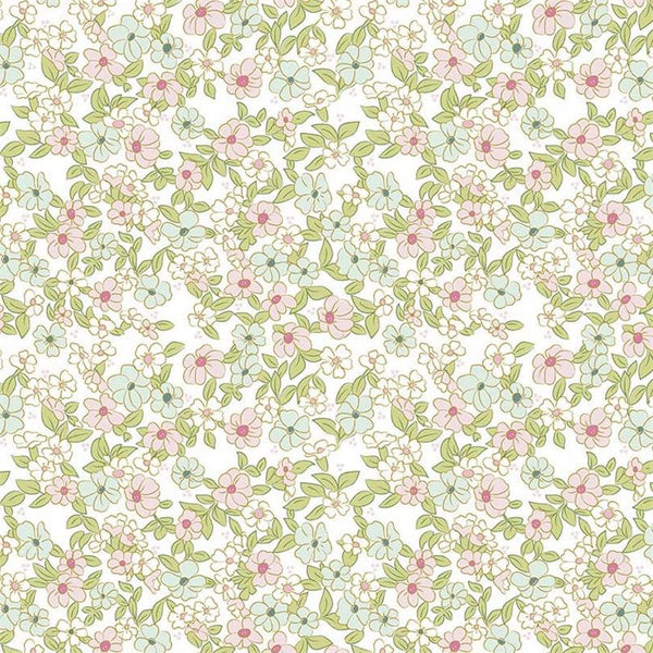 Wonderland 2 Floral White Sparkle by Melissa Mortenson for Riley Blake Designs