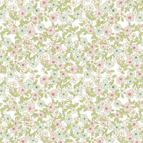 Wonderland 2 Floral White Sparkle by Melissa Mortenson for Riley Blake Designs