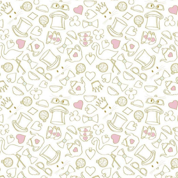 Wonderland 2 Tea Party White Sparkle by Melissa Mortenson for Riley Blake Designs