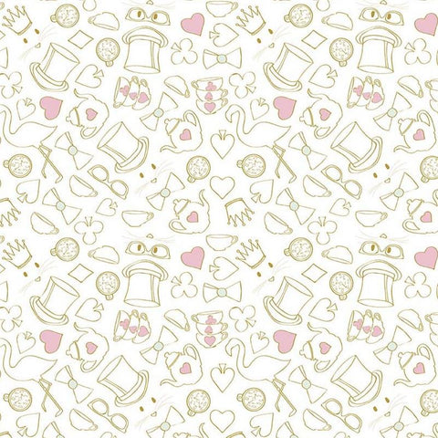 Wonderland 2 Tea Party White Sparkle by Melissa Mortenson for Riley Blake Designs