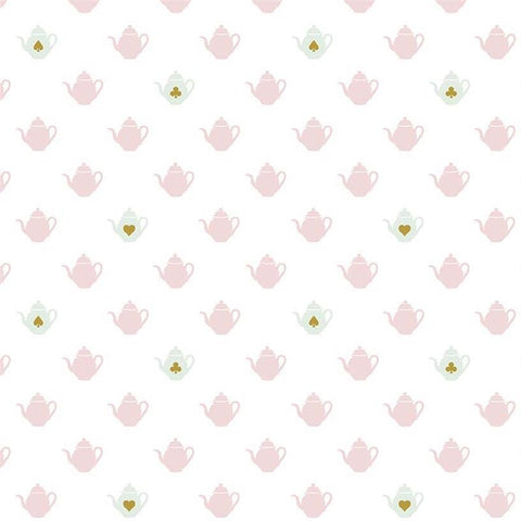 Wonderland 2 Tea Pot White Sparkle by Melissa Mortenson for Riley Blake Designs