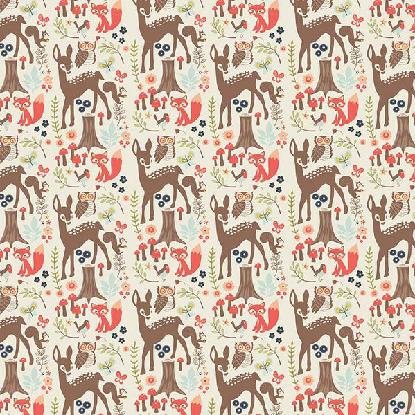 Woodland Spring Woodland Main in Cream by Dani Mogstad for Riley Blake Designs