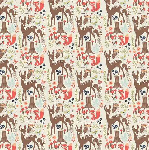 Woodland Spring Woodland Main in Cream by Dani Mogstad for Riley Blake Designs