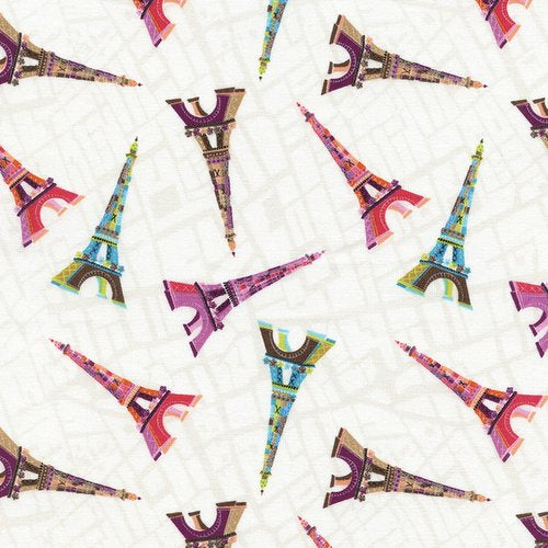 You, Me, Oui Tossed Eiffel Towers by Gail Gadden for Timeless Treasures