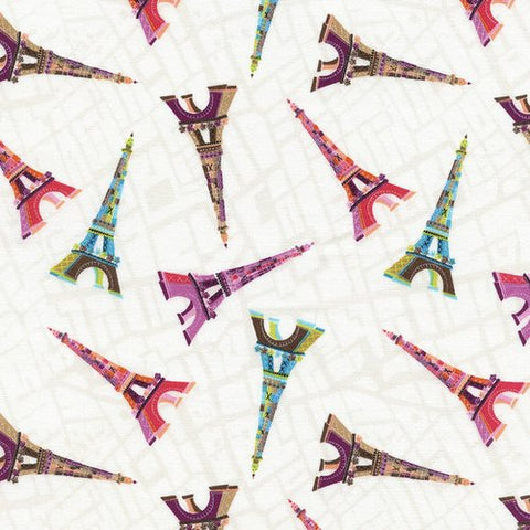 You, Me, Oui Tossed Eiffel Towers by Gail Gadden for Timeless Treasures