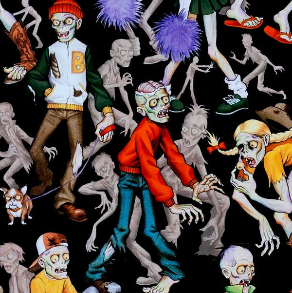 Zombie High in Black Brite by Alexander Henry Fabrics