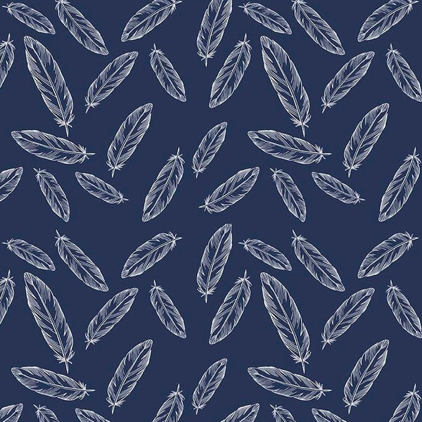 Feathers on Navy by Simple Simon & Company for Riley Blake Designs