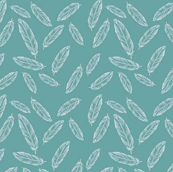 Feathers on Teal by Simple Simon & Company for Riley Blake Designs