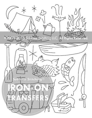 Camp Out Embroidery Transfer Pattern