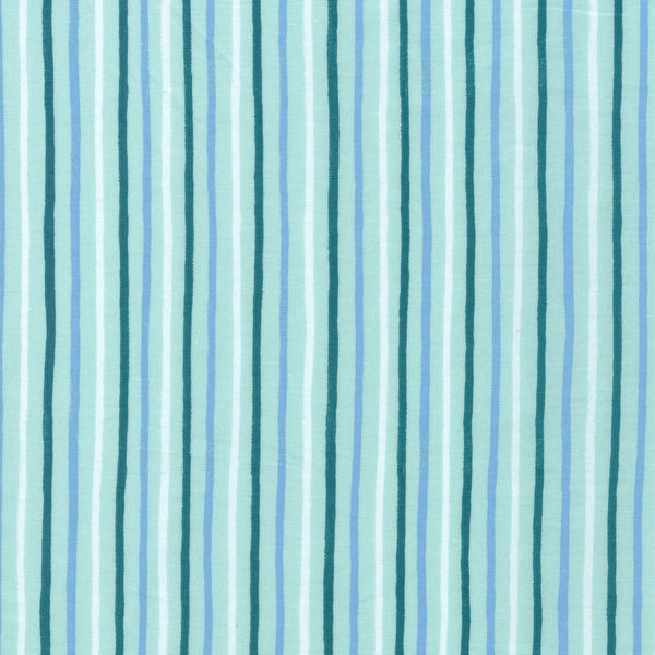 English Garden Painted Stripes in Mint by Rifle Paper Co, mint quilting cotton with painted stripes
