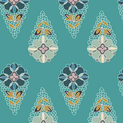 Fantasia Krokos Sprites in Teal by Art Gallery Fabrics