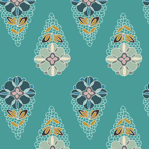 Fantasia Krokos Sprites in Teal by Art Gallery Fabrics