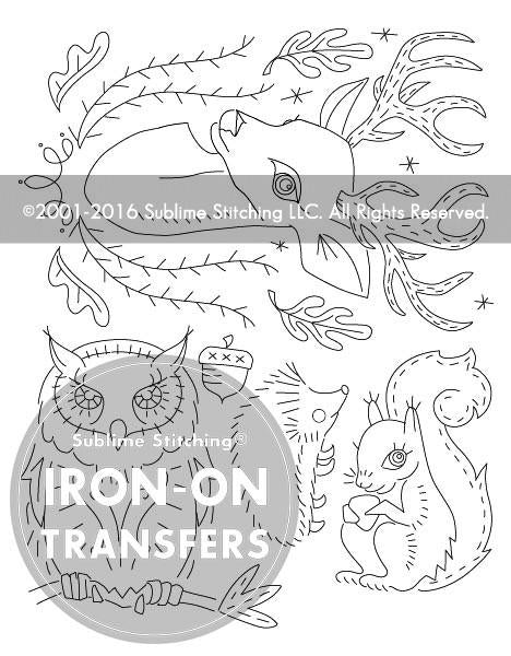 Forest Friends Embroidery Transfer Pattern