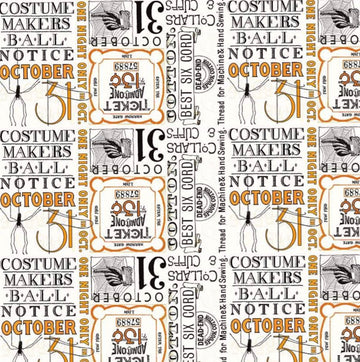 Costume Maker's Ball Ticket Text Cream