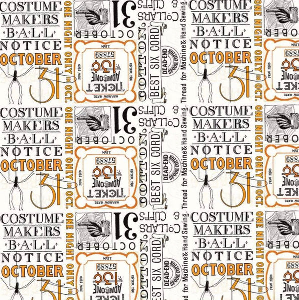 Costume Maker's Ball Ticket Text Cream