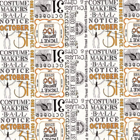 Costume Maker's Ball Ticket Text Cream