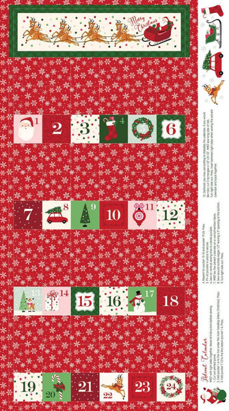 Merry and Bright Advent Calendar Panel in red