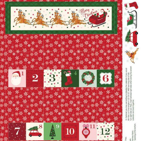 Merry and Bright Advent Calendar Panel in red