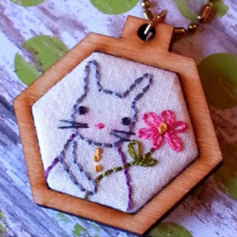 Mini Hexies Embroidery Pendant Blanks