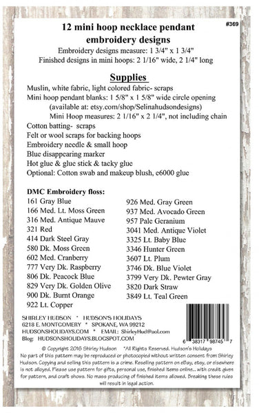 12 Mini Hexies Embroidery Pendant Designs