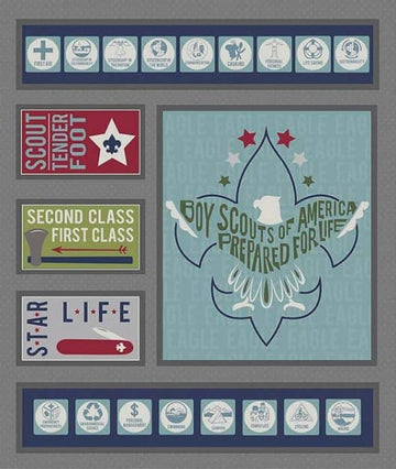 Modern Scouting Panel in Gray by Riley Blake Designs