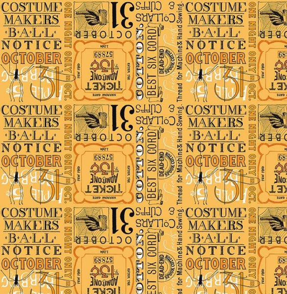 Costume Maker's Ball Ticket Text Orange