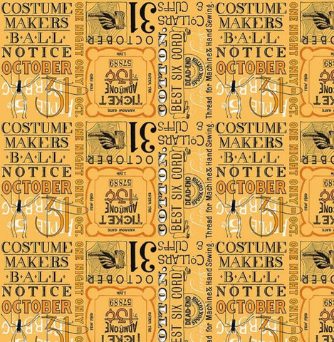 Costume Maker's Ball Ticket Text Orange