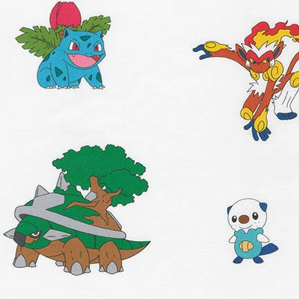 Pokemon Large Characters on White by The Pokemon Co for Robert Kaufman Fabrics