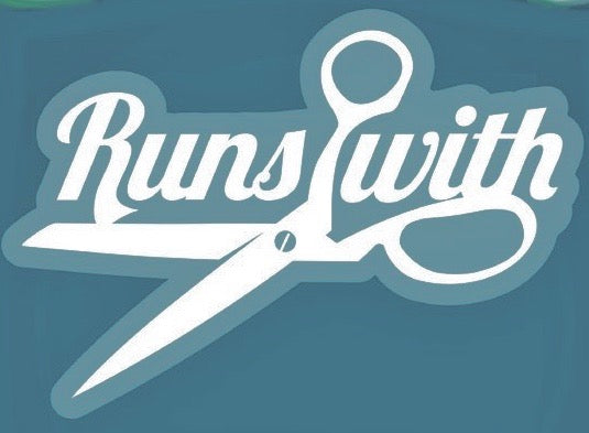 Runs with Scissors Vinyl Window Sticker