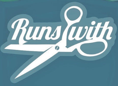 Runs with Scissors Vinyl Window Sticker