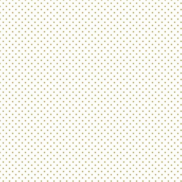 Swiss Dot on White Sparkle Cotton in Gold by Riley Blake Designs