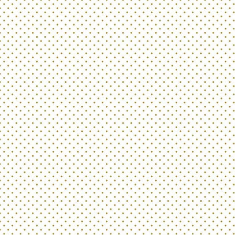 Swiss Dot on White Sparkle Cotton in Gold by Riley Blake Designs