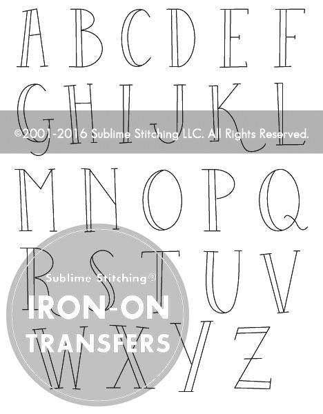 Skinny Letters Embroidery Transfer Pattern